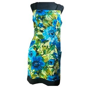 Floral Print Square Neck Pocket Dress botanical garden nature artistic island